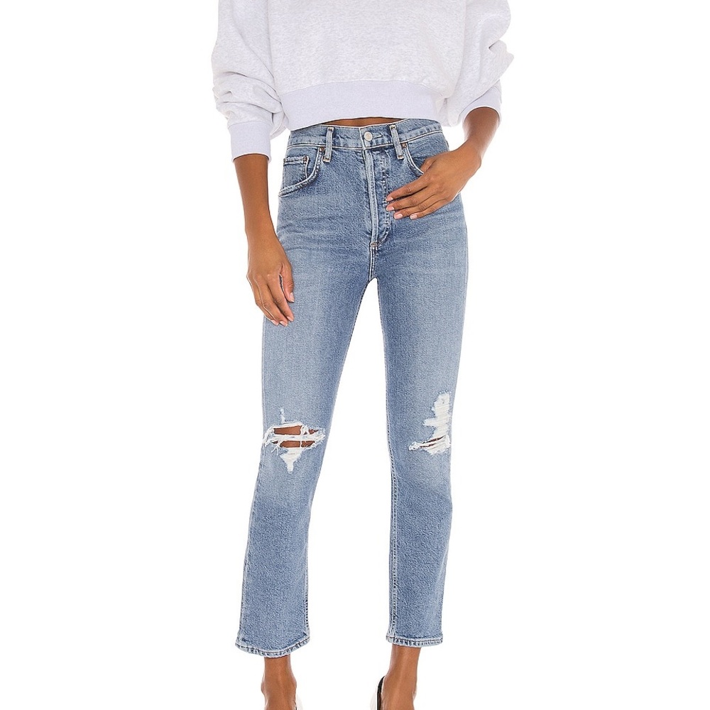 Agolde Riley High Rise Straight Crop Jeans Whiplash NWT - Picture 1 of 10
